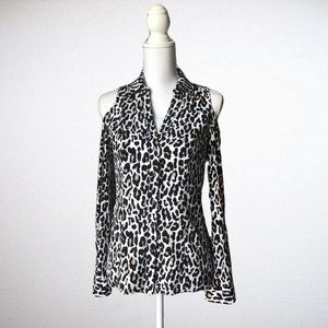 Cache Animal Print Long Sleeve Button Down